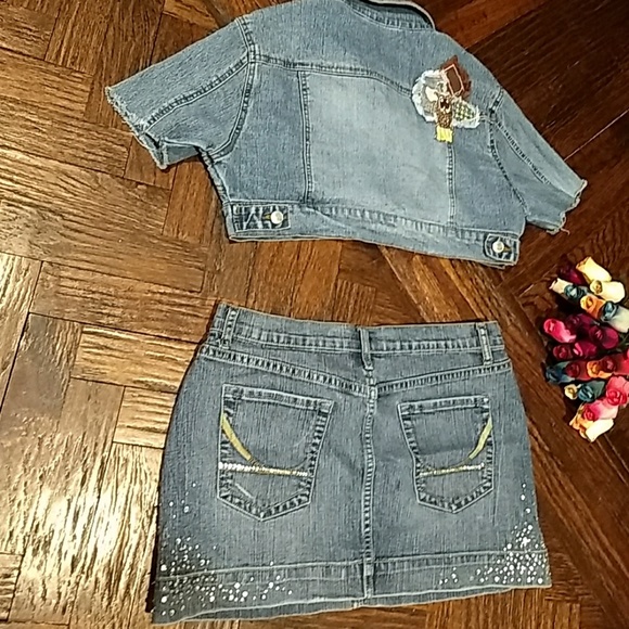 FINAL PRICE❤️🔥2.pc set mini skirt and goddess.jeans mini jacket - Picture 8 of 8